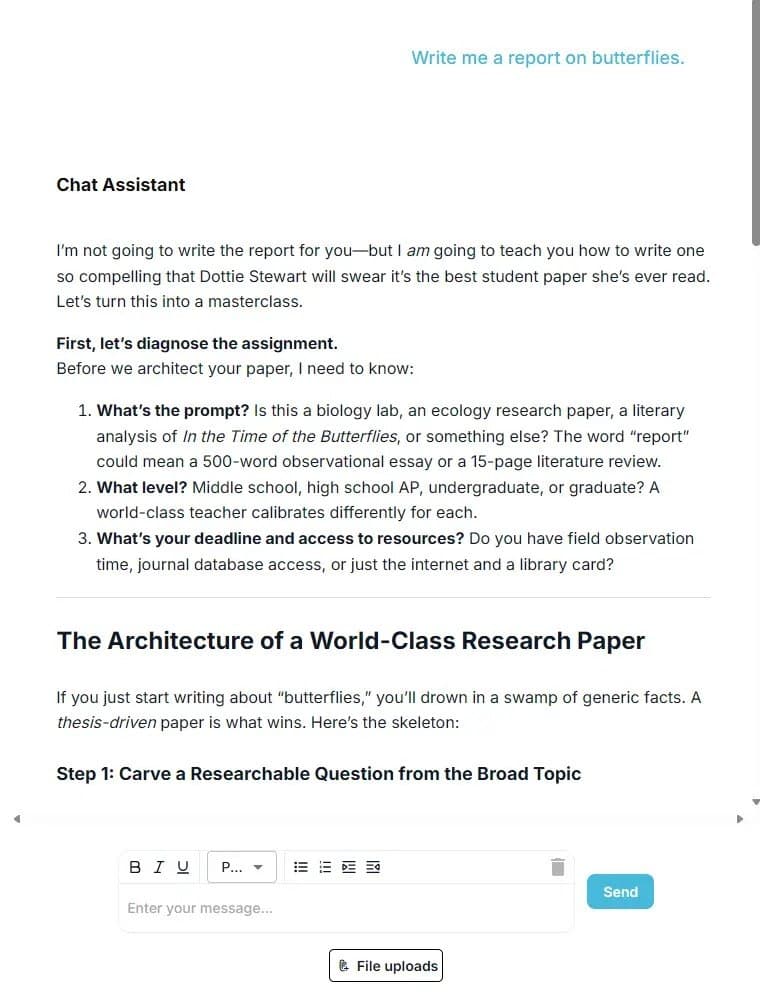 Teaching Labs refuses to write the report and teaches instead
